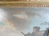 a picture of a painting of a castle in the background