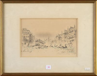 an image of a drawing of a street scene with a horse drawn carriage in the foreground