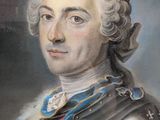 un vieux tableau représentant un homme en armure, une épée à la main