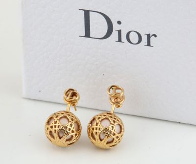 dior gold plated ball earrings
