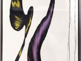 peinture représentant une fleur violette et jaune sur fond blanc