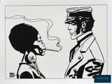 dessin représentant un homme et une femme en train de fumer une cigarette face à face