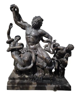 statue of a man with a bunch of animals in his hands