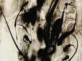 painting of a black and white painting of a cat and a bird