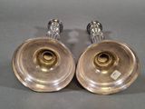 pair of antique silver plated candlesticks