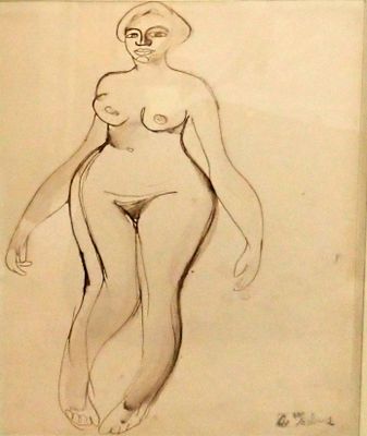 une image représentant le dessin d'une femme dans une pose de nu