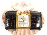 a watch sitting on top of a shell with a shell in the background