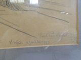 un dessin représentant un train, exposé dans une vitrine