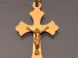 gold plated cross with crucif on a gold chain