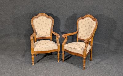 paire de chaises anciennes avec dossier et accoudoirs rembourrés
