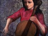 painting of a girl playing a cello