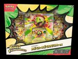 the box is open to show a picture of a pokemon card game