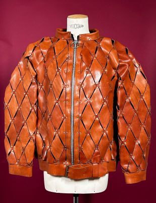 an orange leather jacket on a mannequin mannequin mannequin mannequin mannequin mannequin mannequin mannequin manne