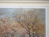 a picture of a painting of a tree in a field