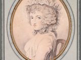 portrait of a young girl in a white dress and bonnet
