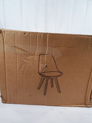 a cardboard box with a drawing of a chair on it