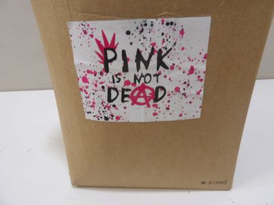a box with a sticker on it that says pink is not dead