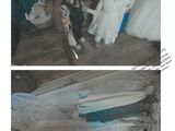 two pictures of a mannequin in a dress shop