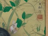 painting of a woman with flowers in her hair in front of a wall