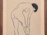 an image of a drawing of a nude woman bending over