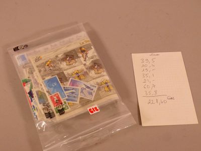 a picture of a bag of stamps and a piece of paper on a table