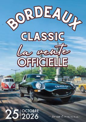 une affiche annonçant un salon de voitures anciennes à Bordeaux, en France