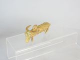 clear acrylic acrylic display case with a gold statue of a goat