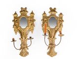 paire d'appliques murales anciennes avec miroirs et bougeoirs