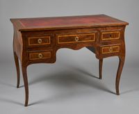 BUREAU en bois de placage et marqueterie toutes faces ouvran…
