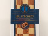 packaging of a wooden case with a chess board inside of it
