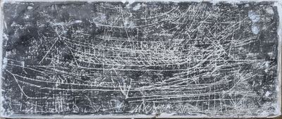 a black and white photo of a black and white drawing