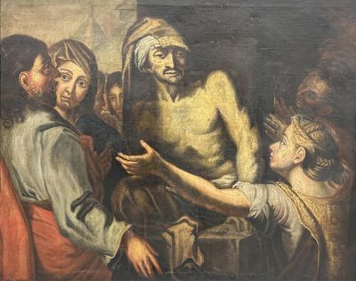 La résurrection de Lazare. Ecole italienne vers 1700.