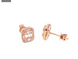 rose gold plated square cubic earrings with czs