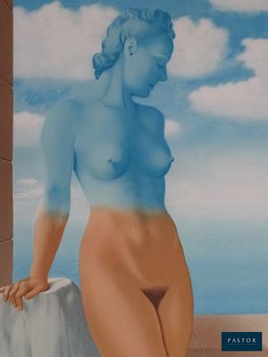 un tableau représentant une femme nue assise sur un rebord