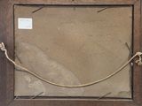 an old picture frame with a rope hanging from it ' s side