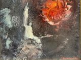 un tableau représentant une borne d'incendie au milieu d'une cascade
