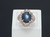 a blue star sapphire and diamond ring