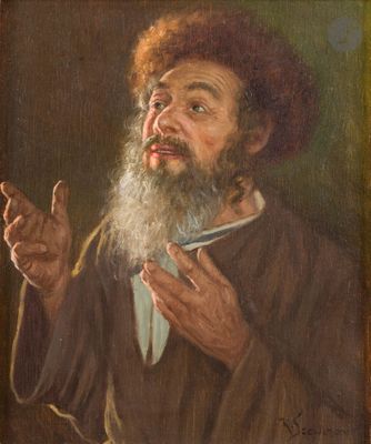 an old painting of a man with a long beard and a white beard