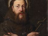 a painting of a man with a beard holding a stick