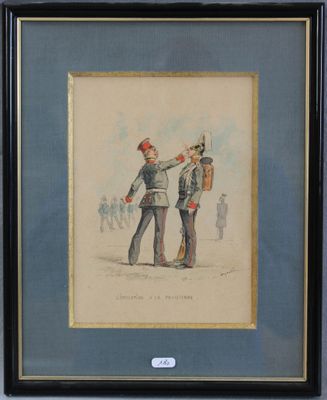 tableau représentant deux hommes en uniforme militaire debout l'un à côté de l'autre