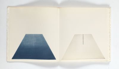 un livre ouvert sur lequel figure l'image d'un triangle bleu