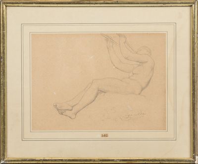 an image of a drawing of a nude woman sitting on the ground