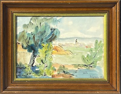 René ROUGERIE (1891-1980). Paysage à Lézignan.