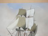 a painting of a tall ship in the water