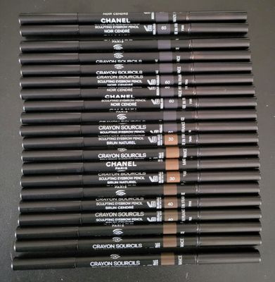 chanel brow pencils in various shades of brown and black