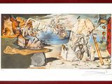 reproduction encadrée et sous passe-partout d'un tableau représentant un homme et une femme sur une plage
