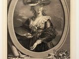 un vieux dessin en noir et blanc représentant une femme coiffée d'un chapeau