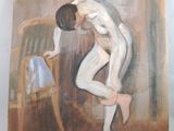a painting of a nude man standing in a chair
