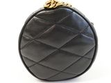 a close up of a black purse on a white background