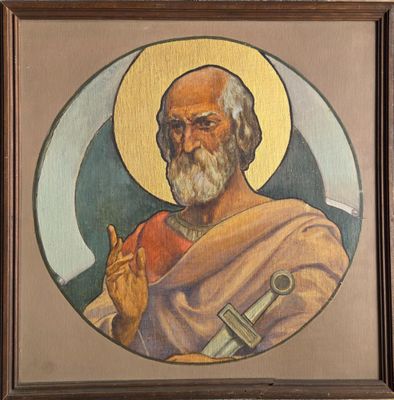 Ecole début XXeme Saint-Paul Huile sur toile marouflée sur p…
